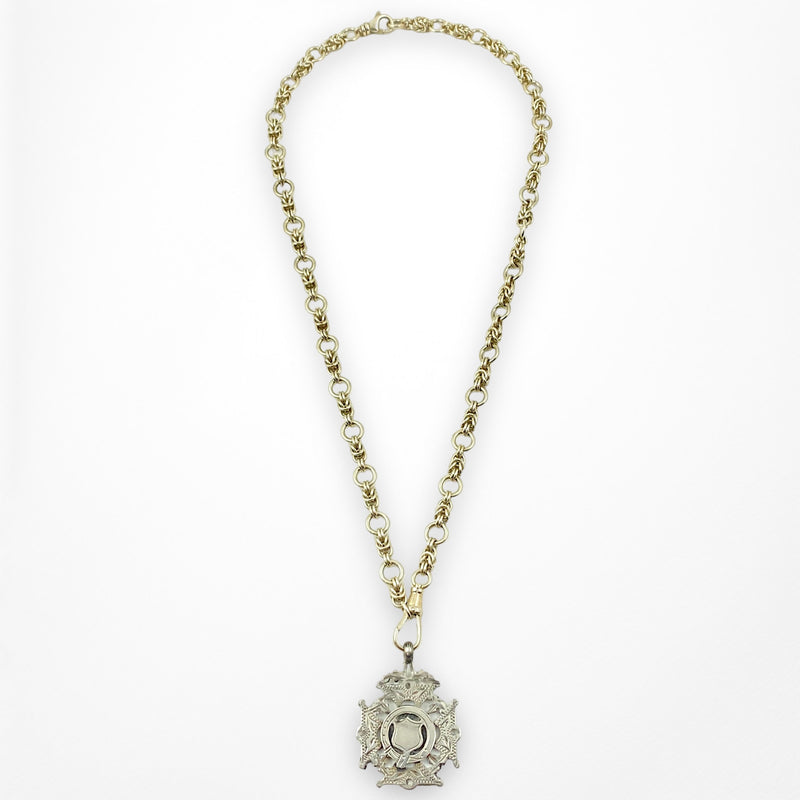 Vintage English Sterling Medallion Necklace