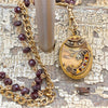 Antique Oval Locket Necklace with Garnet Chain