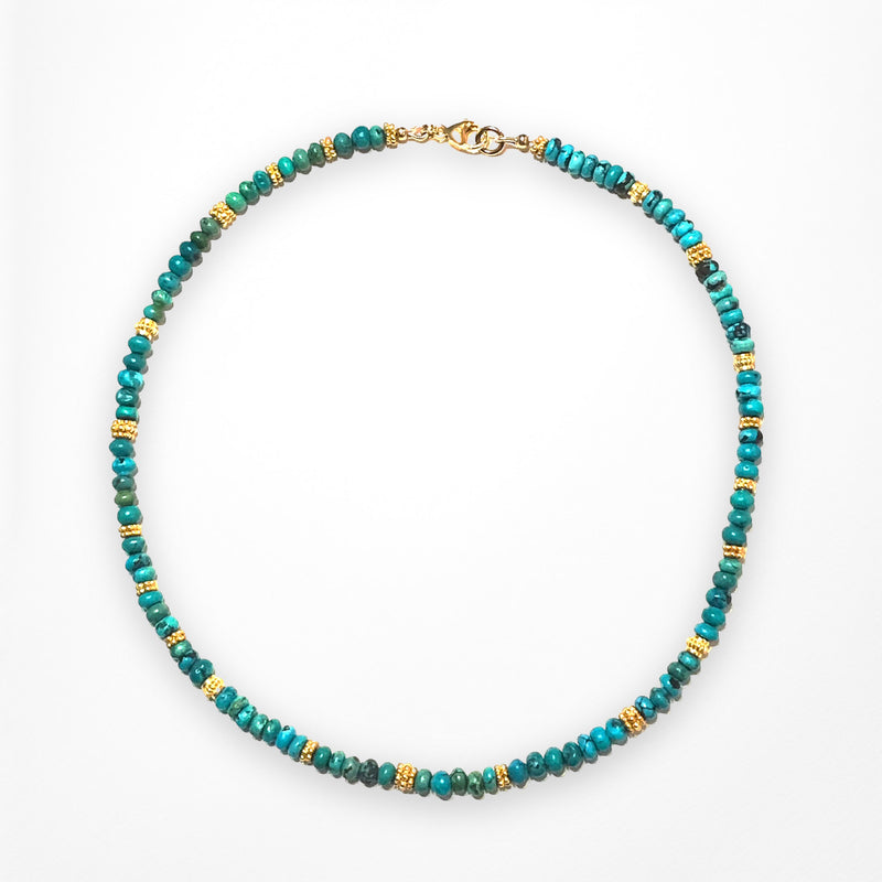 Turquoise Necklace with Vintage Gold-Filled Beads