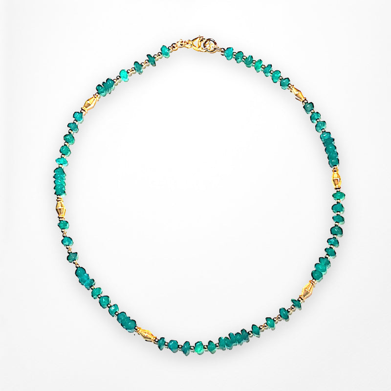 Green Onyx Necklace with Vintage Gold-Filled Beads