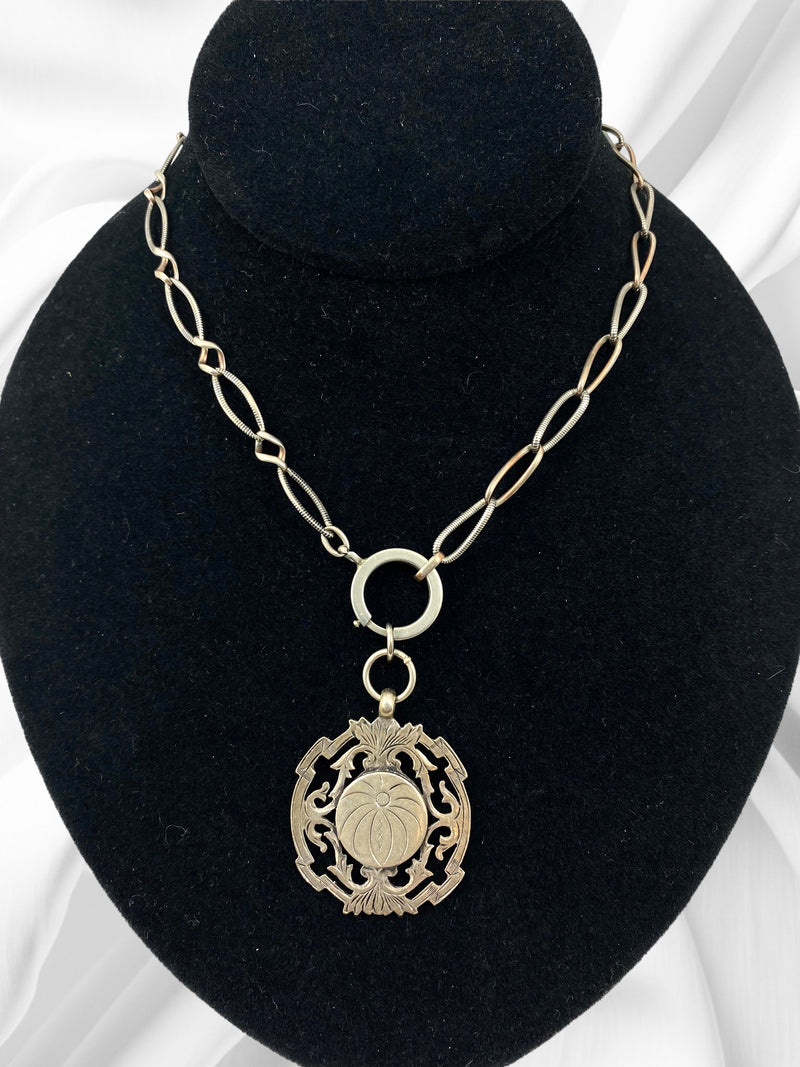 Antique English Pushball Medallion Necklace