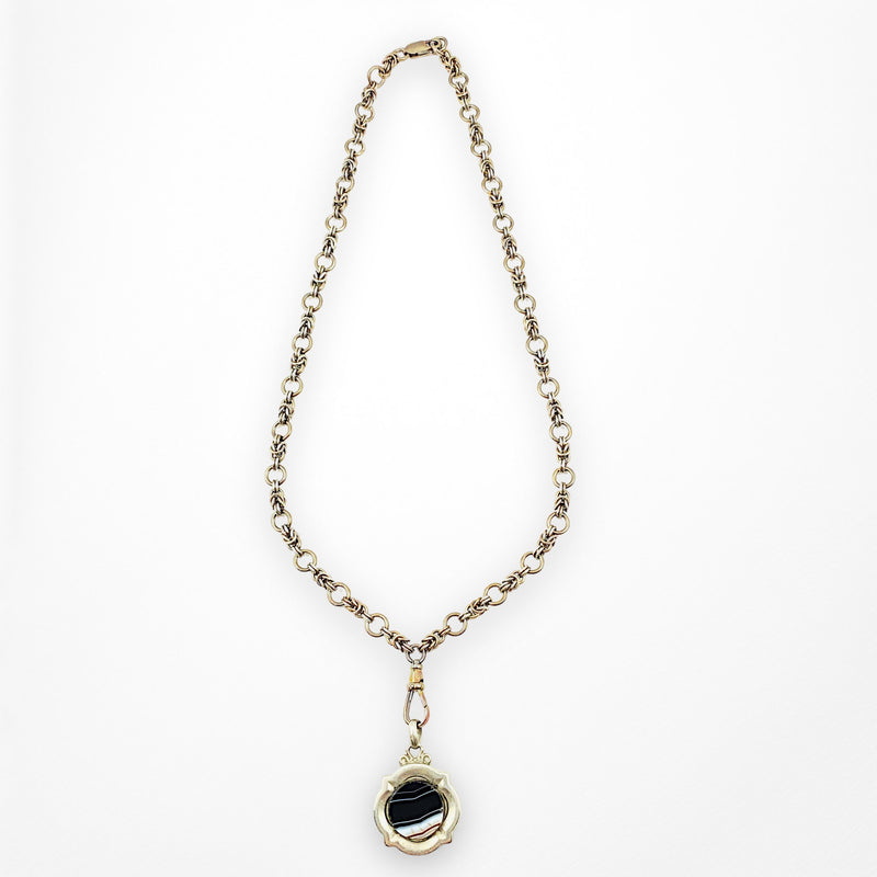 Antique Banded Black Agate Charm Necklace