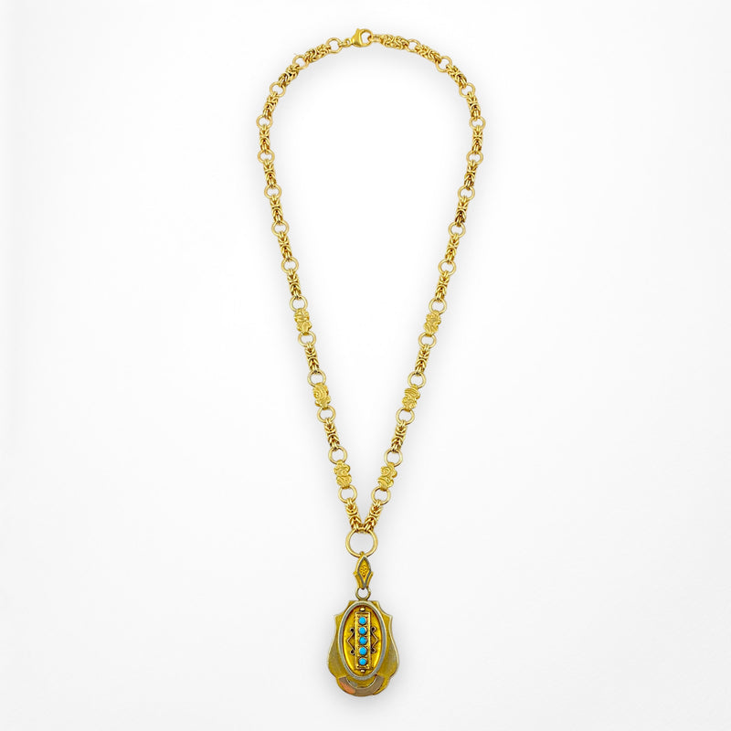 Antique Gold-Filled Etruscan Revival Locket Necklace