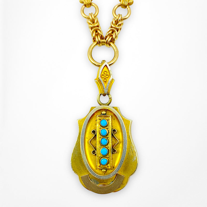 Antique Gold-Filled Etruscan Revival Locket Necklace