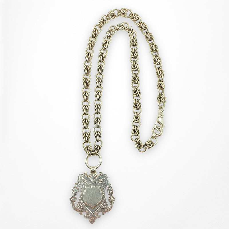 Antique Sterling Silver Medallion Necklace