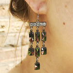 Hematite Glass Chandelier Earrings